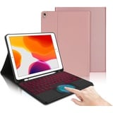 IVEOPPE Tastatur iPad 9. Generation mit Touchpad, iPad 10.2" Tastatur mit Hülle (iPad 9./8./7. Generation), Magnetisch Abnehmbarer mit QWERTZ Tastatur für iPad Air 3 und iPad Pro 10.5, Rose Gold