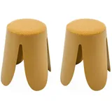 sweeek - 2er Set stapelbare Hocker, strukturierter Bouclébezug,