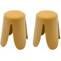 sweeek - 2er Set stapelbare Hocker, strukturierter Bouclébezug,