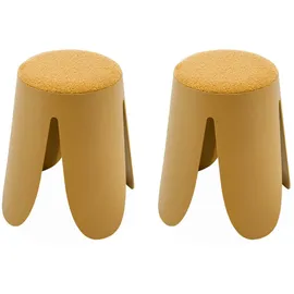 sweeek - 2er Set stapelbare Hocker, strukturierter Bouclébezug,