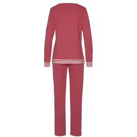 Arizona Pyjama mit gestreiften Bündchen Dunkelrot-Meliert 32/34
