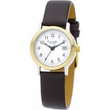 Eichmüller Quarzuhr Damenuhr 3054-05 bicolor-weiss-braun Lederband 26 mm