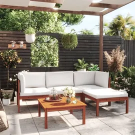 vidaXL Garten-Lounge-Set 5-tlg. cremeweiß Akazie