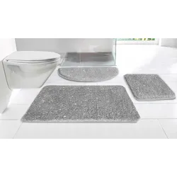 Badematte LEONIQUE "Glitzer" Gr. 5, grau, H:30mm, Polyester, Badematten, Badteppich, Akzente durch Glitzer-Garn