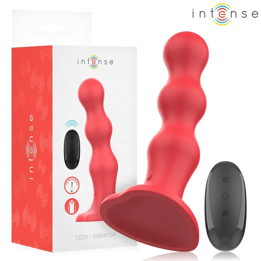 INTENSE - Cody Vibrator mit Saugnapf Rot, Fernbedienung