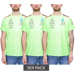 3er Sparpack Mercedes-Benz AMG Petronas F1 Herren T-Shirt mit Sponsoren-Logos Kurzarm-Shirt 701223440 001 Neon-Grün - S