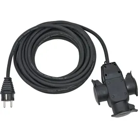 Brennenstuhl Baustellen-Verlängerungskabel IP44 mit 3-fach Gummikupplung 10 m schwarz H07RN-F 3G1,5