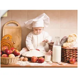 Artland Wandbild »Küche Junge Kind Backen«, Bilder von Kindern, (1 St.), als Alubild, Outdoorbild, Leinwandbild, Poster, Wandaufkleber Artland Farbe Bild(er): braun
