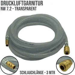 6 mm PVC Druckluft Pressluft Luft Kompressor Garnitur Schlauch transparent - PN ...