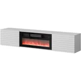 Mirjan24 Tifiner TV-Lowboard 183x37x35 cm Weiß Glas/MDF/Holzwerkstoff