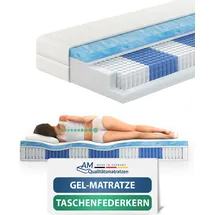 AM Qualitätsmatratzen | Premium Gelschaum-Taschenfederkernmatratze - 100x200 cm - H3 - 1000 Federn