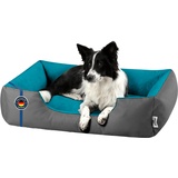 BedDog Hundebett LUPI, Hundekissen mit abziehbaren waschbaren Bezug, Hundekorb, Hundesofa, für mittel-große Hunde, XL, grau-blau