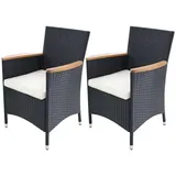 vidaXL Gartenstuhl 59 x 60 x 88 cm schwarz 2 Stück