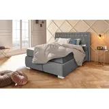 LEONIQUE Boxspringbett »Rumba« Taschenfederkern-Matratze in Härtegrad 3, in 4 Breiten, incl. Topper grau
