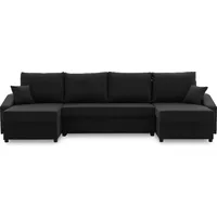 Ecksofa SPARTA PLUS U-Form mit Schlaffunktion BONELL - Eckcouch mit 3 Bettkasten, schwarz - Schwarz