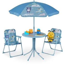 Relaxdays Camping Kindersitzgruppe, mit Schirm blau