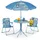 Relaxdays Camping Kindersitzgruppe, mit Schirm blau
