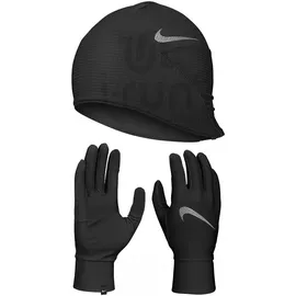 Nike Dri-FIT Winterset Essential Laufset Mütze+Handschuhe Damen 082 black/black/silver XS/S