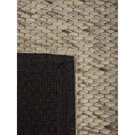 carpetfine Sina beige (dunkelbeige), H:14mm Ø:150cm, Wolle, Teppiche, grobe Struktur, Zeitloses Design, reine Wolle, Wohnzimmer