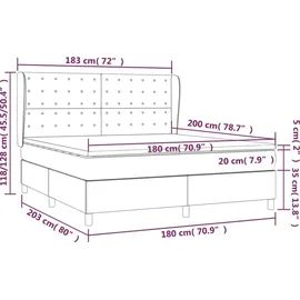 vidaXL Boxspringbett mit Matratze Schwarz 180x200 cm Samt