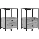 vidaXL Nachttisch mit Ladestation 2 pcs Grau Sonoma Holzwerkstoff