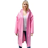 Regenponcho für Erwachsene, Großer Wasserdichter Regenmantel, Wiederverwendbare Regenponcho Jacke, Rosa Regencape mit Kapuze und Knopf, Eva Ponchos für Damen Herren Wandern Radfahren Camping - 16 Große Größen Tall