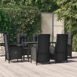 vidaXL Garten-Essgruppe 7-tlg. Schwarz