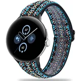 Miimall Nylon Armbänder Kompatibel mit Google Pixel Watch 2/1 Armband, Dehnbar Verstellbar Solo Loop Braided Strap Nylon Stoff Ersatzarmband für Google Pixel Watch 2/1 -B