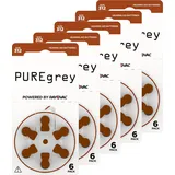 PUREgrey Hörgerätebatterien Typ 312-30 Stück Hörgeräte Batterien konzipiert für höchste Leistung – Pack mit 5 Blistern à 6 Hörgerätebatterien – PR41 Farbcode braun 1,45 Volt