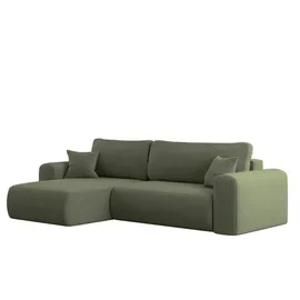 Kaiser Möbel Ecksofa mit Schlaffunktion Und Stauraum Für Bettzeug, L-förmiges Sofa,capri Stoff Poso Hellgrün Links