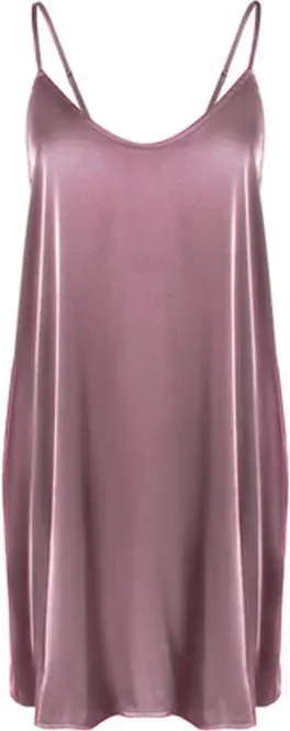 IZURIA Rundhalsiges Trägerkleid in Ziegelrot mit seidigem Finish M