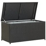 WIFESE 100x50x50 cm Gartenbox mit Gasdruckfeder Garten Aufbewahrungsbox Auflagenbox Gartentruhe Kissenbox Box mit Deckel Gartenboxen Schwarz Poly Rattan PE Liner mit Reißverschluss