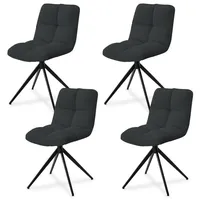 Juskys Drehstuhl Dallas 4er Set Cord Dunkelgrau