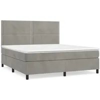 VidaXL Boxspringbett mit Matratze Hellgrau 180x200 cm Samt