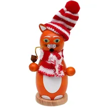 Dekohelden24 ***Holz-Räucherfigur Katze, in Hellbraun, ca. 13 cm