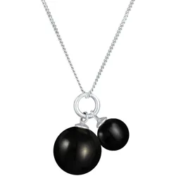 Nenalina Synthetische Perle Rund Klassik 925 Silber Schwarz Damen 