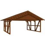 SKANHOLZ Skan Holz Carport Schwarzwald mit Dachlattung 684 x 600 cm Nuss