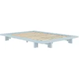 Karup Design Bettgestell »JAPAN BED Bodenbett, Holzrahmen, Futonbett, Jugendbett, Holzbett«, Massivholzbett mit Lattenrost, Kiefer massiv, Doppelbett ohne Kopfteil blau