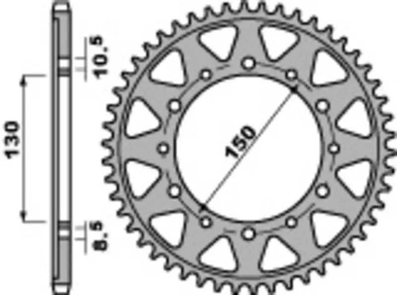 PBR Standaard C45 Stalen Achtertandwiel 860 - 530