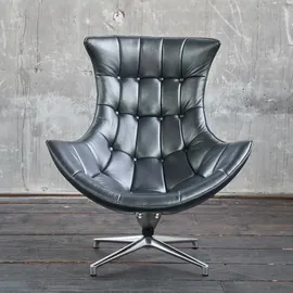 KAWOLA Drehsessel SKIO Leder 87 x 99 x 87 cm Silbergrau