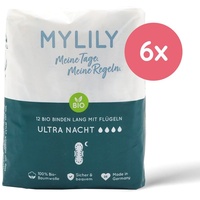 Mylily Bio-Binden Nacht 6er Vorratspack 6x12 St Binden