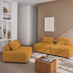 3er-Set Sessel ohne Armlehne mit Cord- Bezug für ein modulares Sofa, mit einem Kissen - Lao
