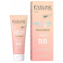 Eveline Cosmetics Nährendes BB Cream Nr. 02 - Dunkel | My Beauty Elixir Serie | Vegane Formel mit Niacinamid, Pfirsich, Squalan, Bambus & Rosenöl | 30 ML