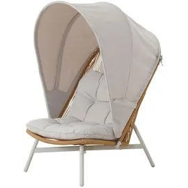 VCM Loungesessel Bille Polyester 84 x 114 cm Beige mit Kissen