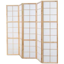 Homestyle4u Paravent Braun, Holz 220x175x2 cm |