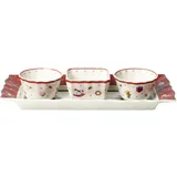 Villeroy & Boch Toy's Delight Dip Set 4 Teilig, Servierplatte Mit Schälchen, Dipschälchen Set, Weihnachten, Tischdekoration Toys, Serviertablett, Schalen, Weihnachtsdeko Innen, Premium Porzellan