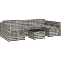 vidaXL 2-tlg. Garten-Lounge-Set mit Kissen Grau Poly Rattan