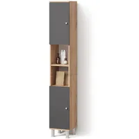 Livinity® Badschrank, Eiche, Braun, 6 Fächer, Quadratisch, 30x190x30 cm,