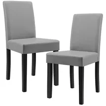 [en.casa] Esszimmerstuhl Hamburg 2er Set Kunstleder Hellgrau