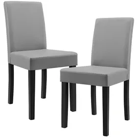 [en.casa] Esszimmerstuhl Hamburg 2er Set Kunstleder Hellgrau
